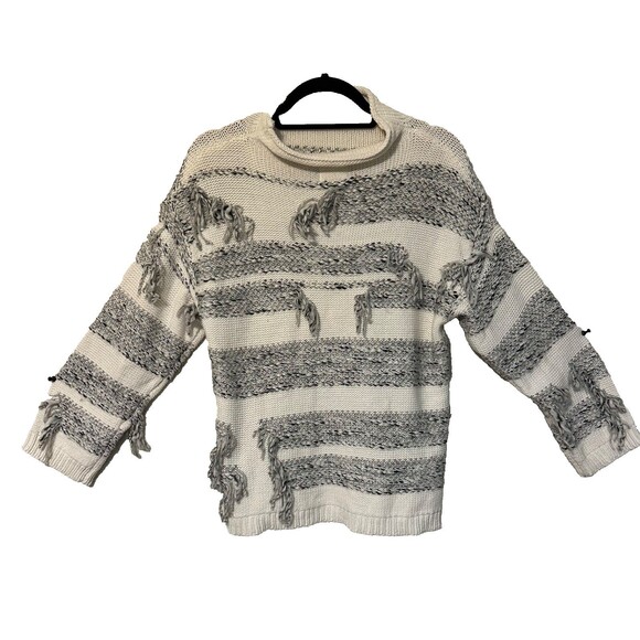 Lou‎ & Gray Distressed Fringe Out Mock Neck Sweater, Women's Small - Picture 2 of 13